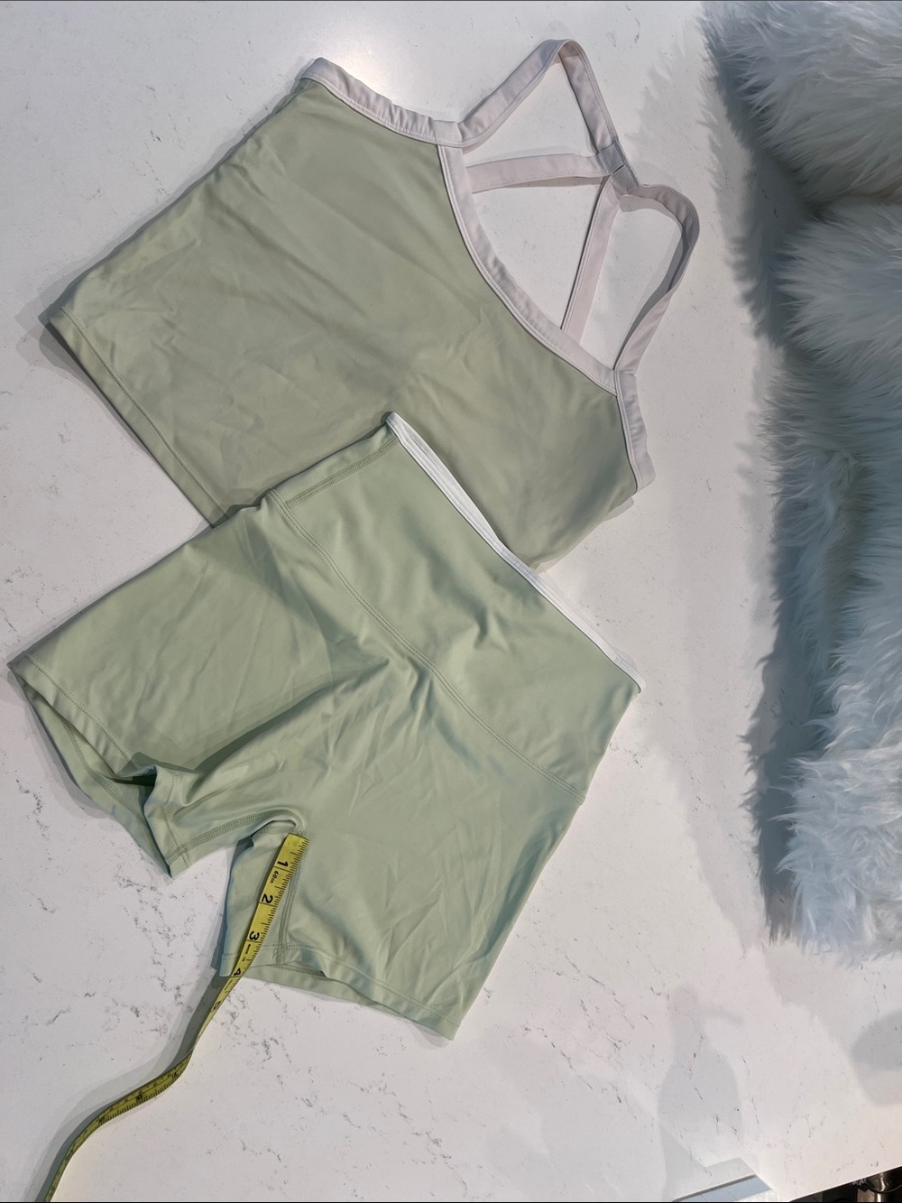 Light Green Athletic Tank and Bike Short Set -Size M